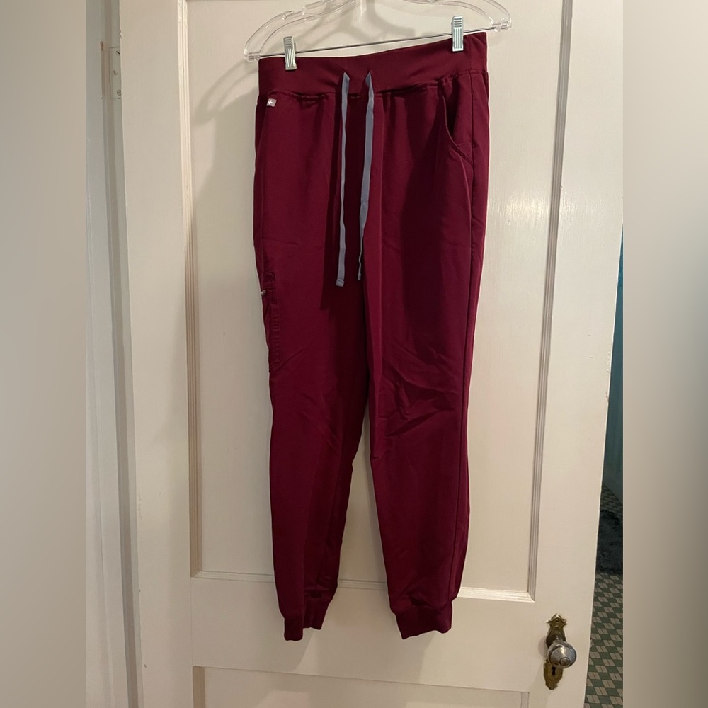 Figs Burgundy High-waisted Zamora Jogger Scrub Pants